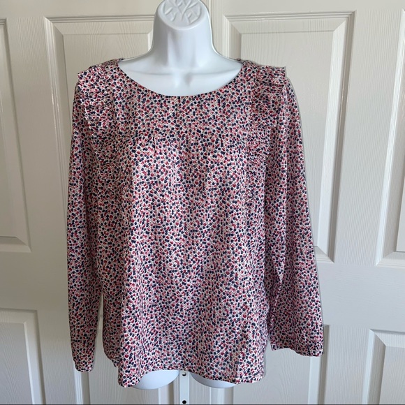 J Crew Mini Floral Print Ruffle Top Cottagecore - Picture 2 of 13
